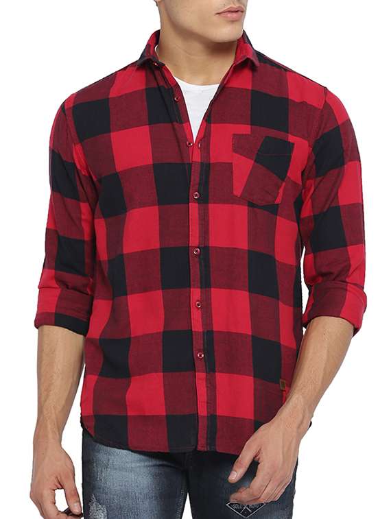 red cotton casual shirt