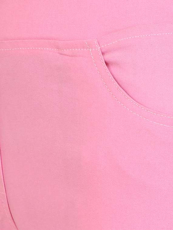 solid pink cotton lycra jegging - 15097445 -  Standard Image - 4