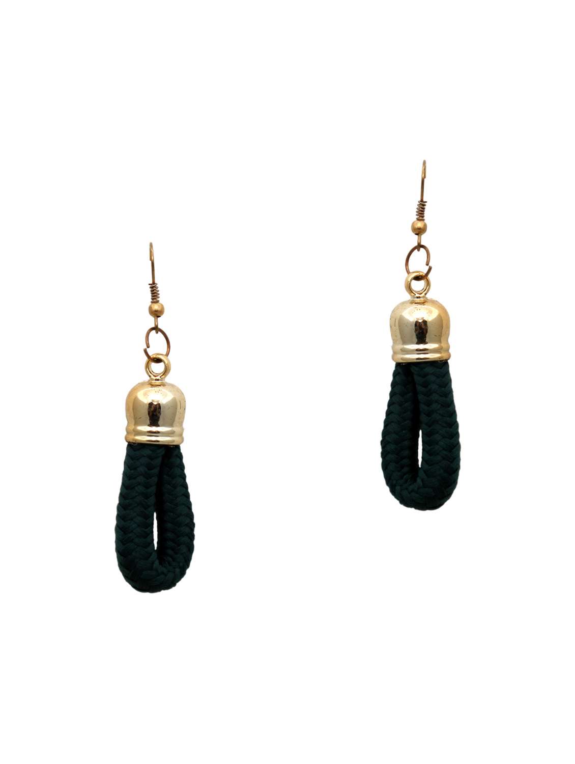 green cotton drop earring