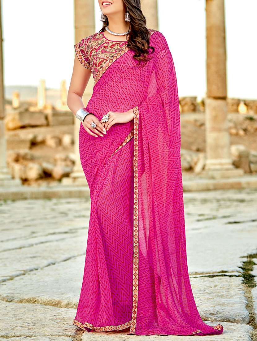 chevron printed saree with blouse
