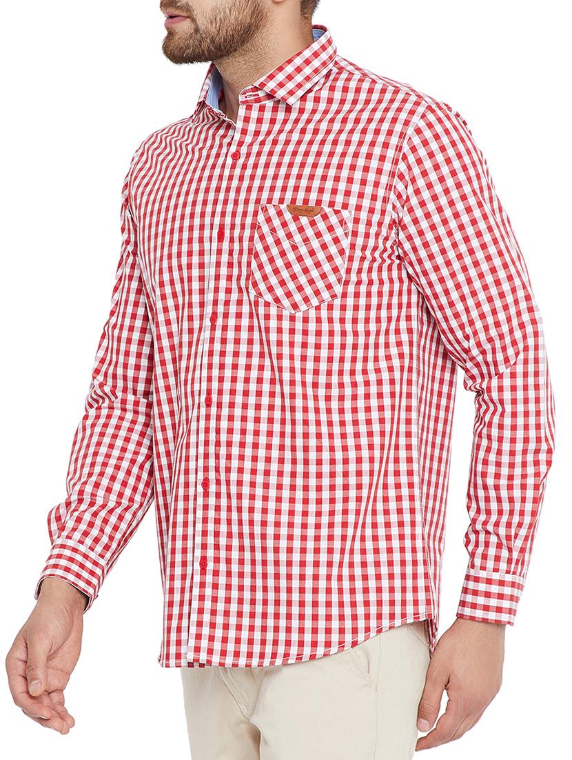 red cotton casual shirt - 15102855 - Standard Image - 1