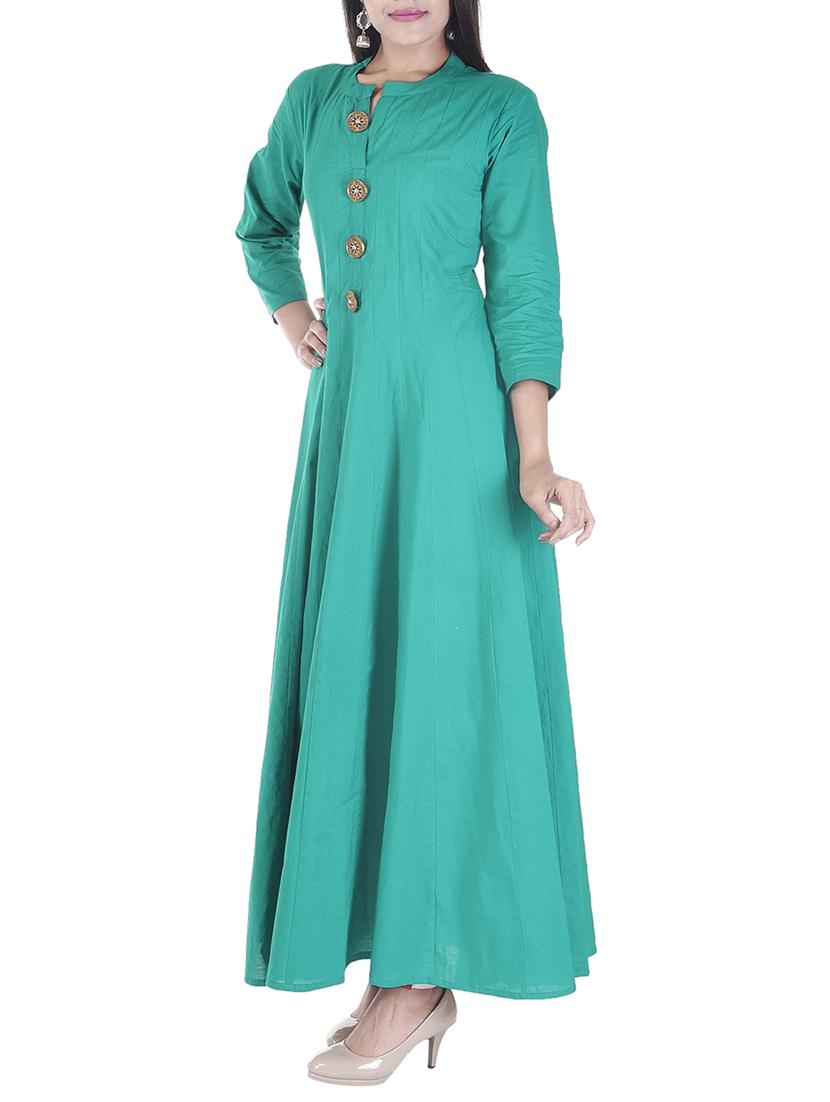 teal anarkali solid kurta - 15103018 -  Standard Image - 1