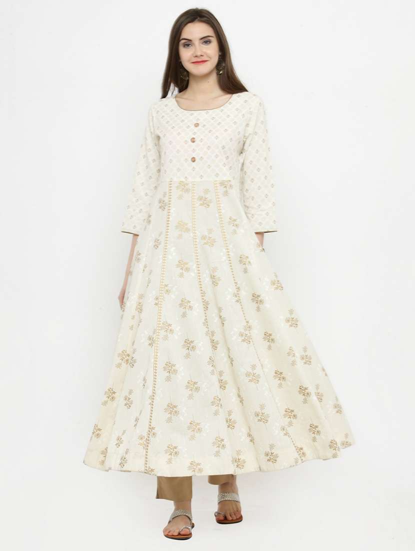 foil printed anarkali kurta palazzo set