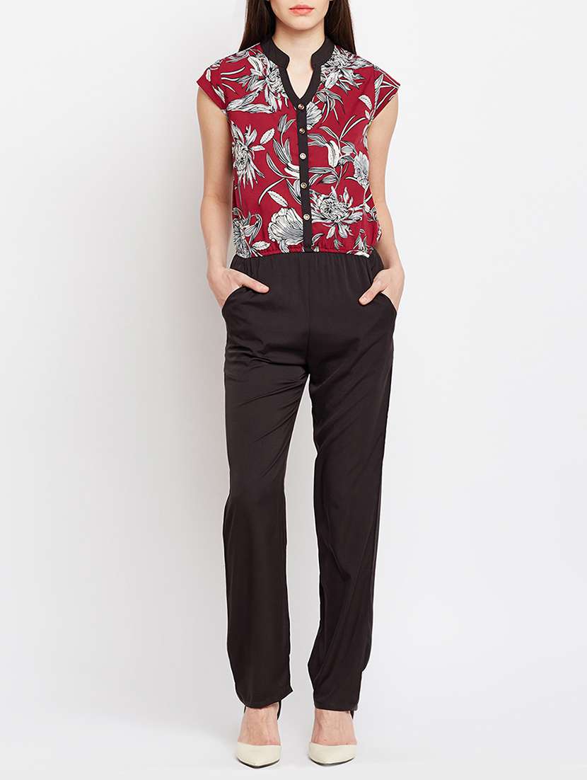 mandarin neck full leg jumpsuit 