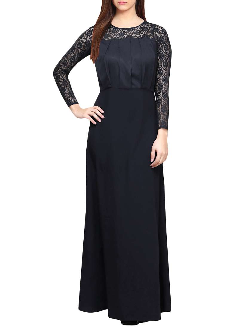 black solid crepe maxi dress