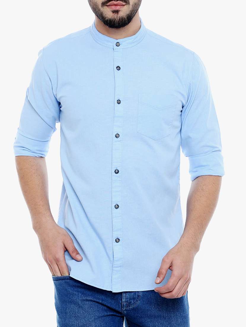 blue cotton casual shirt