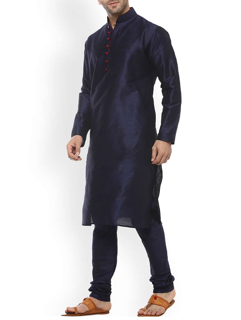 blue silk blend kurta pyjama set - 15107172 - Standard Image - 1