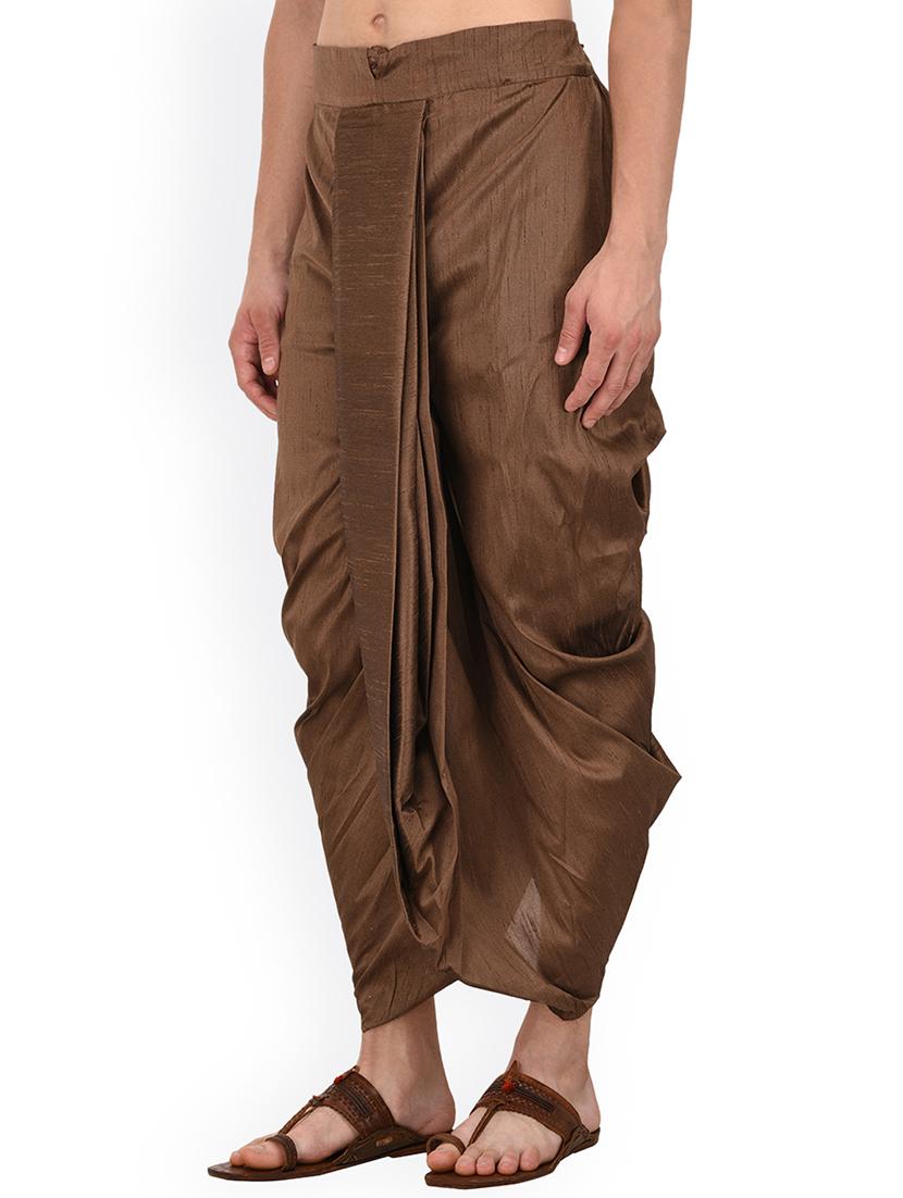 brown silk blend dhoti - 15107178 - Standard Image - 1