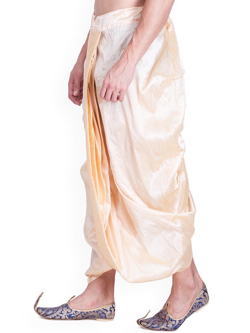 beige silk blend dhoti - 15107179 -  Standard Image - 1