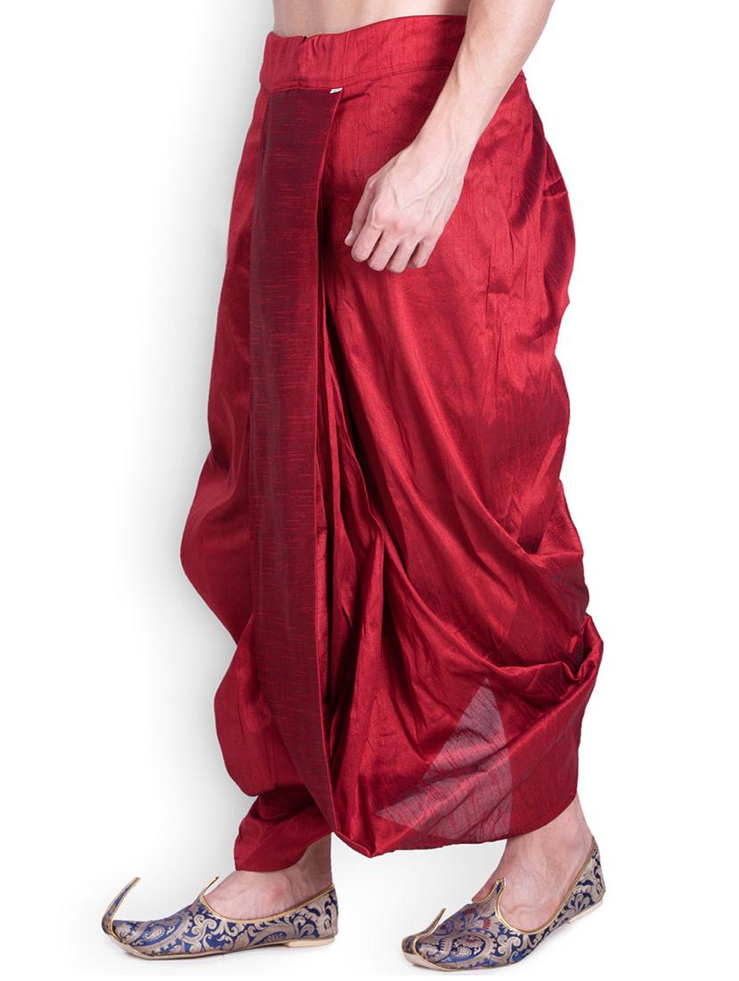 red silk blend dhoti - 15107180 - Standard Image - 1