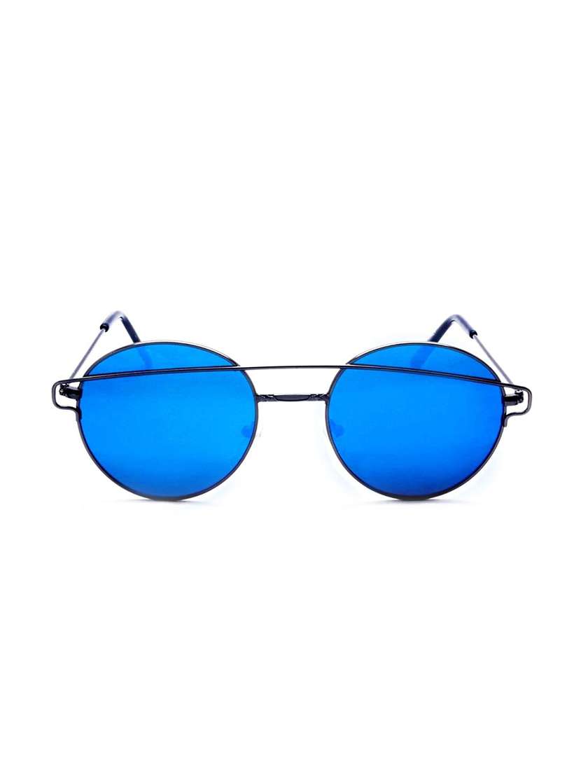 stacle uv protected round sunglasses for men and women (st7600|48|blue mirrored lens)