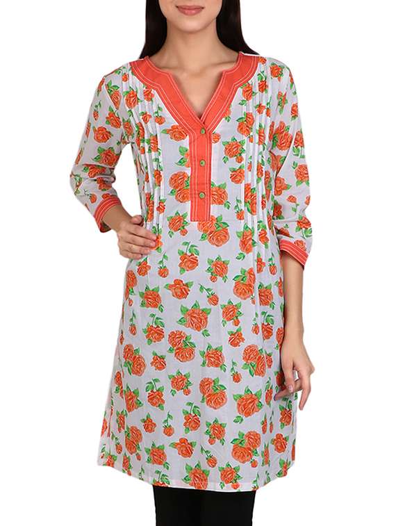 orange cotton straight kurta