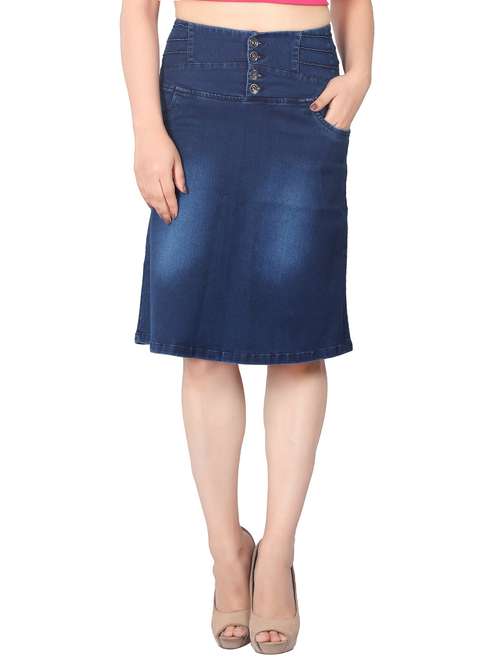blue denim straight skirt - 15110031 -  Standard Image - 0