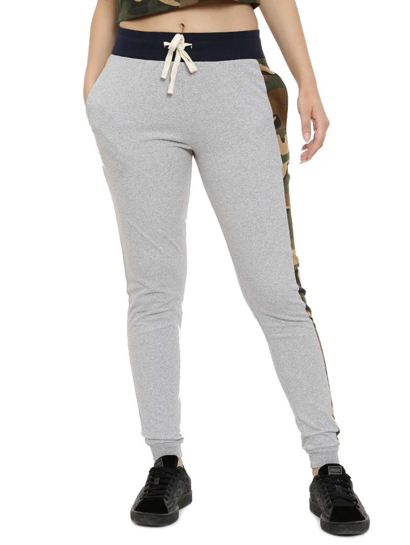grey solid cotton track pant