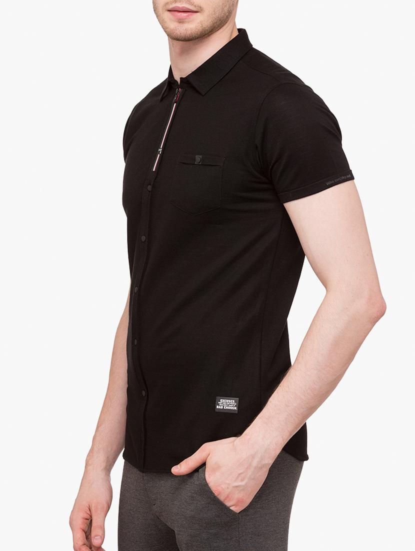 black cotton casual shirt - 15113393 - Standard Image - 1