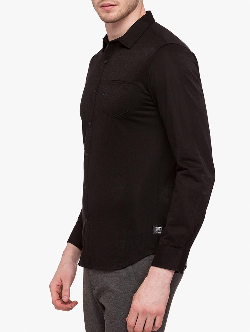 black cotton blend casual shirt - 15113399 - Standard Image - 1