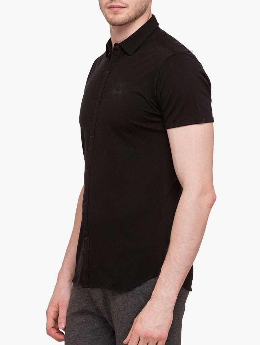 black cotton blend casual shirt - 15113403 - Standard Image - 1