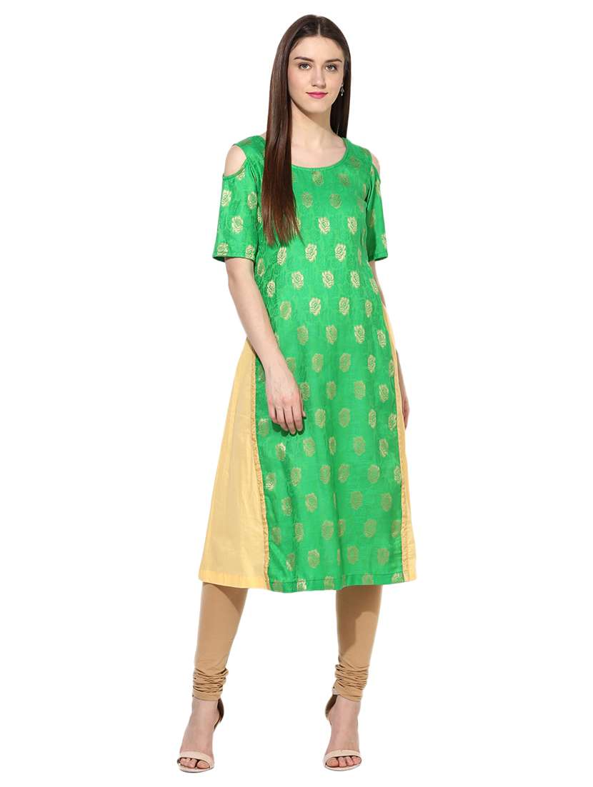 green cotton aline kurta