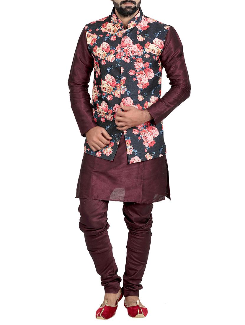 multi colored cotton nehru jacket - 15115903 -  Zoom Image - 0