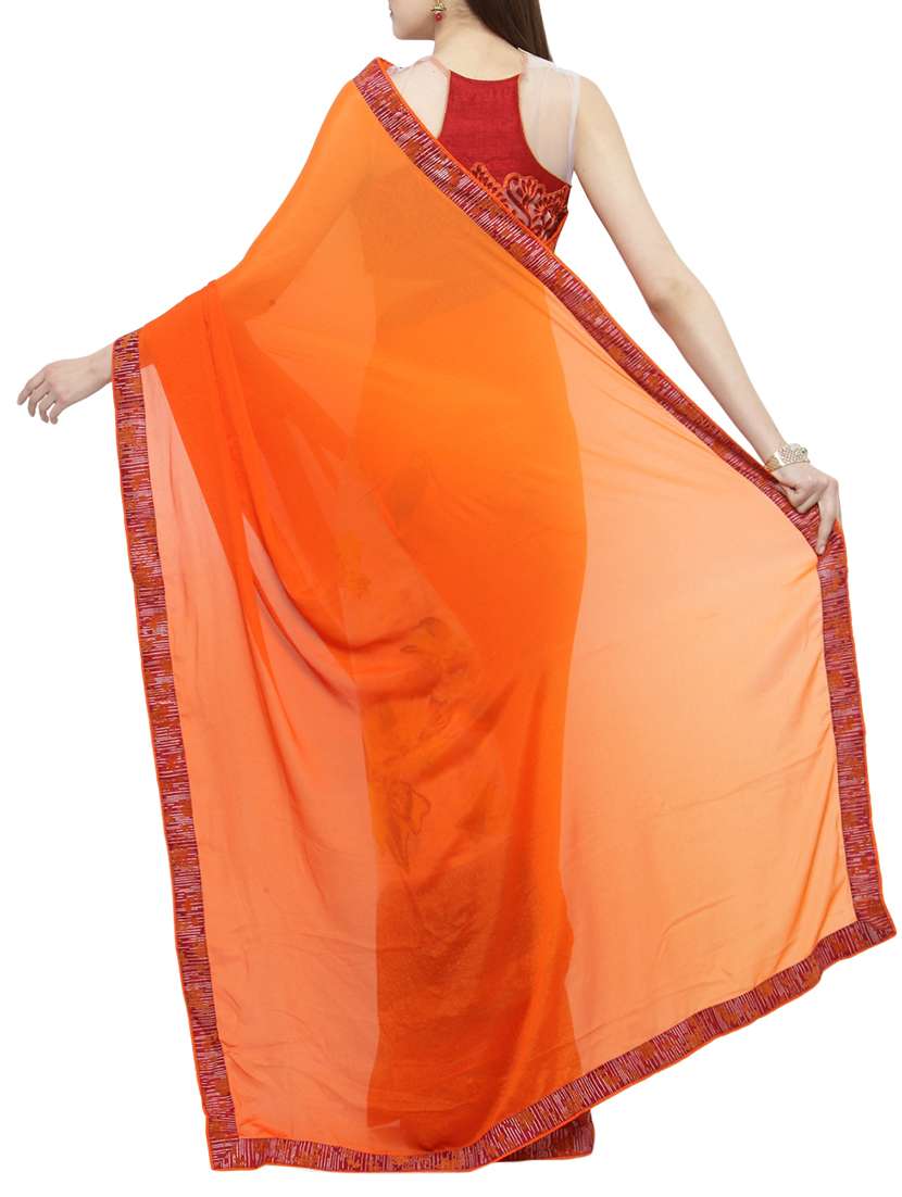 orange georgette half and half saree - 15116585 -  Standard Image - 1