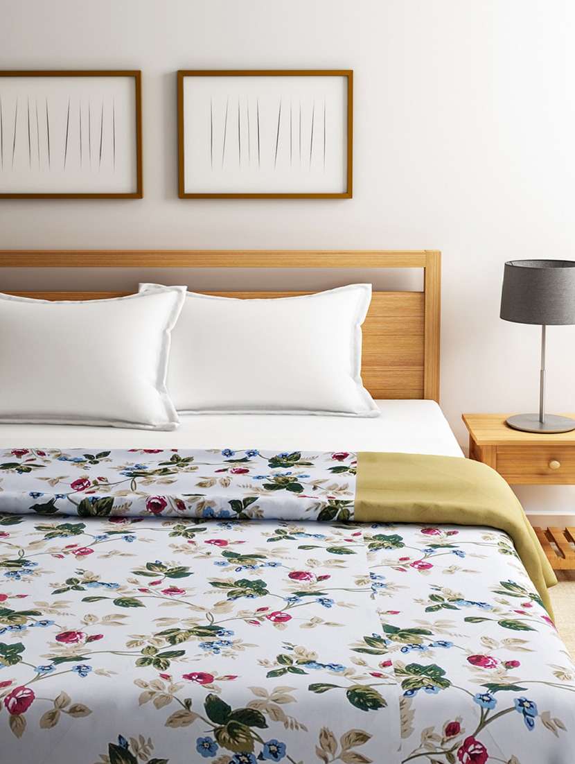 sea green and off white colour valley of flower single dohar