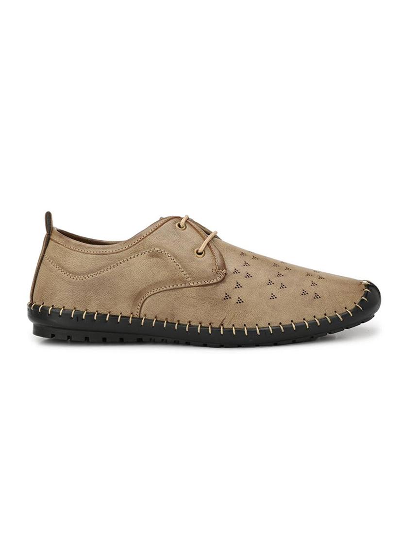 beige leatherette lace up shoes - 15121092 - Standard Image - 1