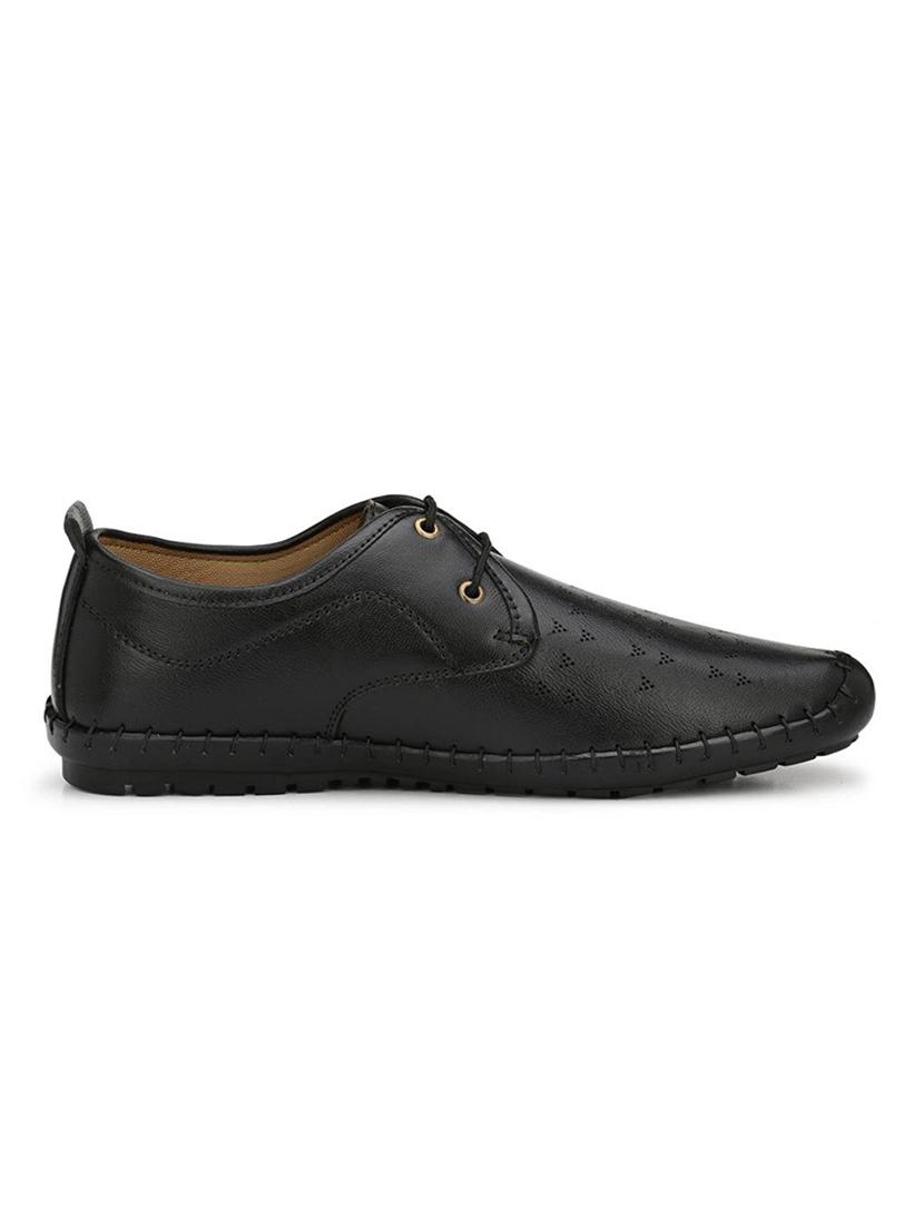 black leatherette lace up shoes - 15121094 -  Standard Image - 1