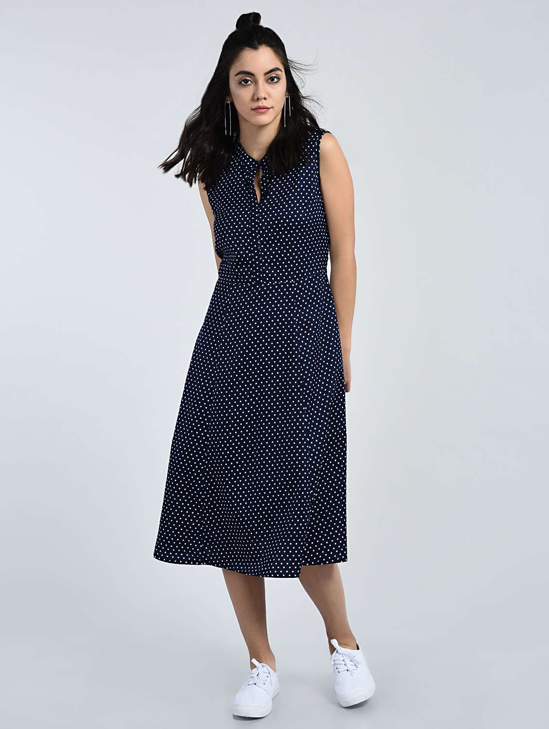 polka doted a-line dress