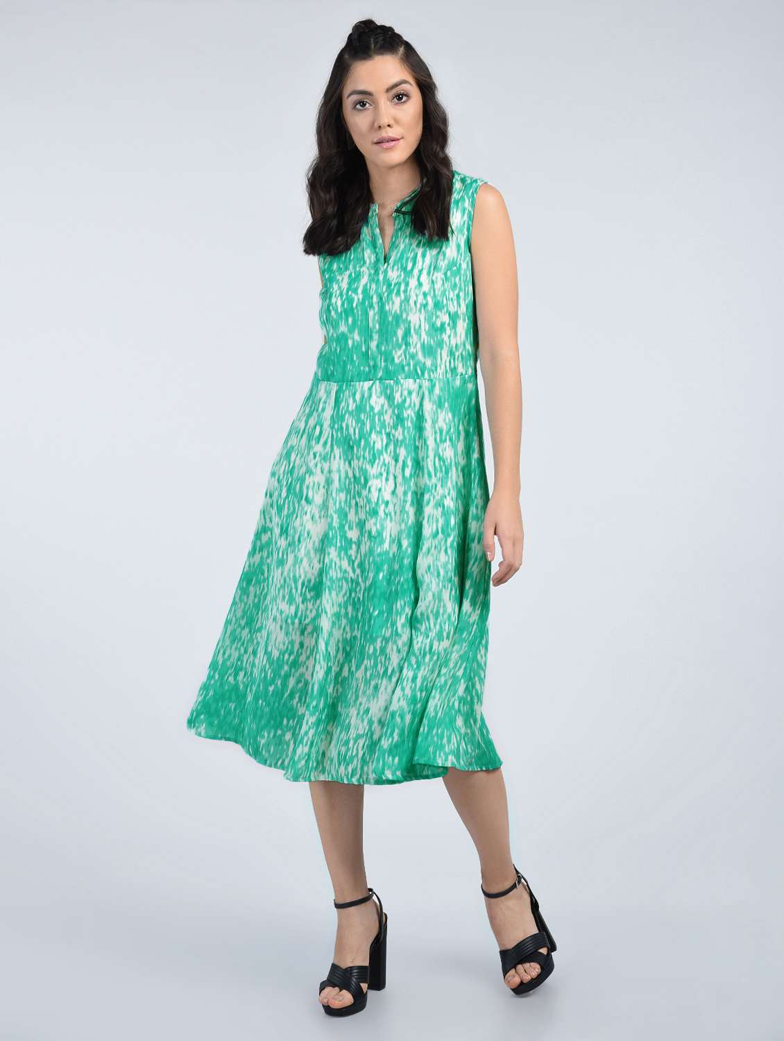 mandarin collar a-line dress
