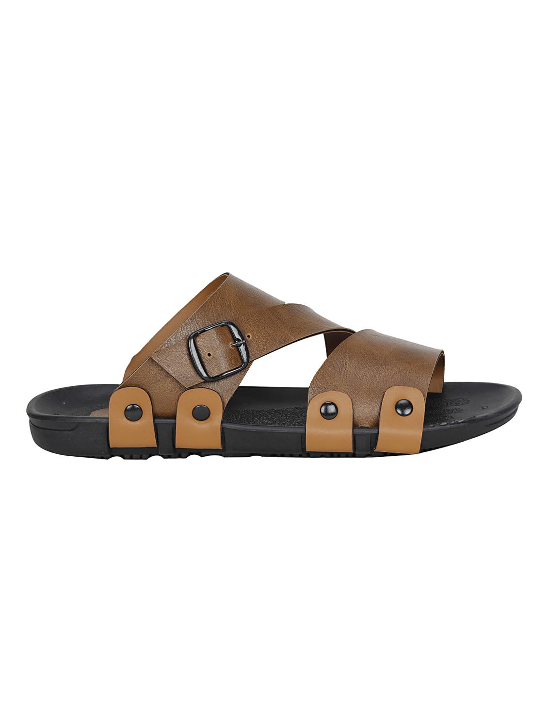 tan leatherette slip on slipper - 15123531 -  Standard Image - 1