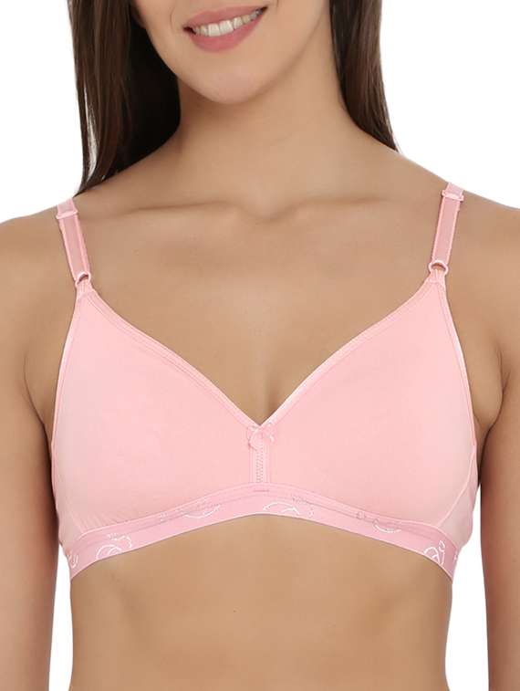 solid pink cotton bra