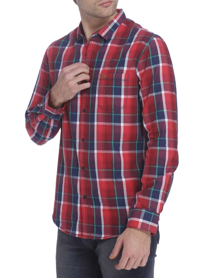 red cotton casual shirt - 15124521 -  Standard Image - 1