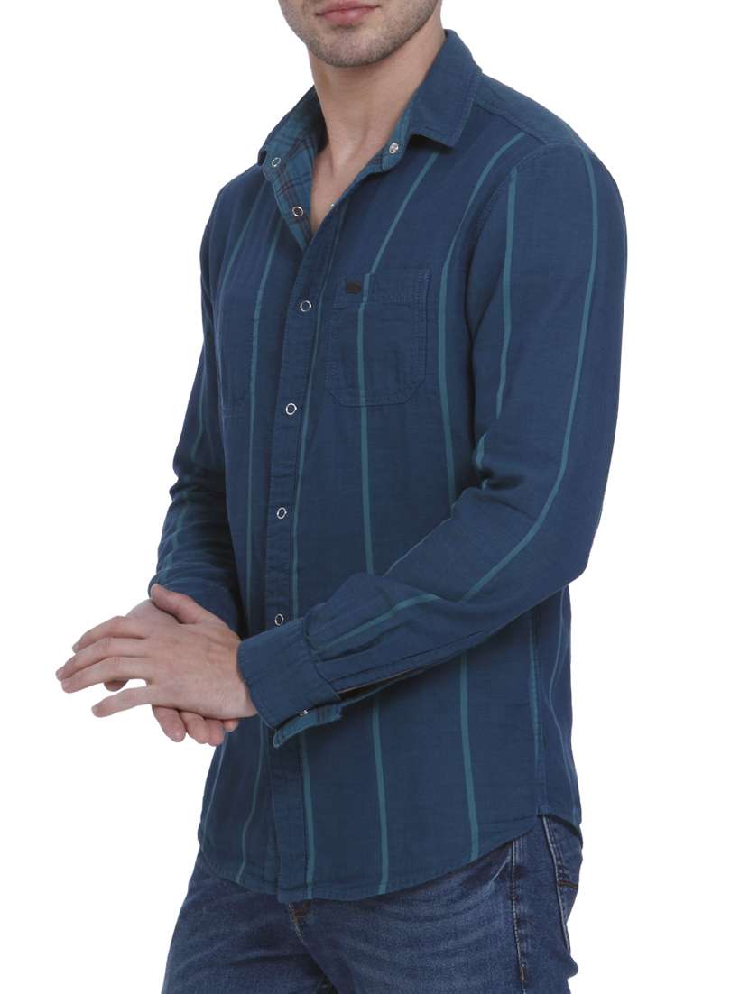 blue cotton casual shirt - 15124543 -  Standard Image - 1