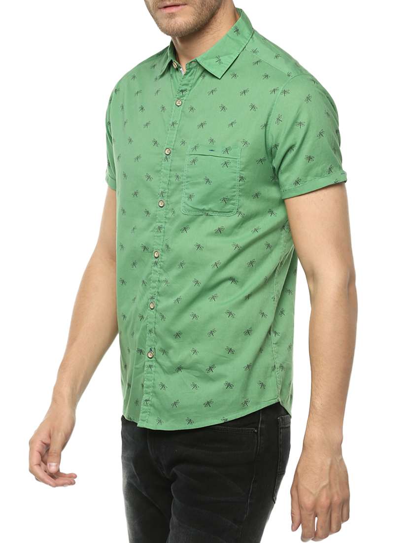 green cotton casual shirt - 15124633 -  Standard Image - 1