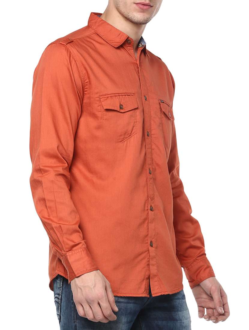 orange cotton casual shirt - 15124651 - Standard Image - 1