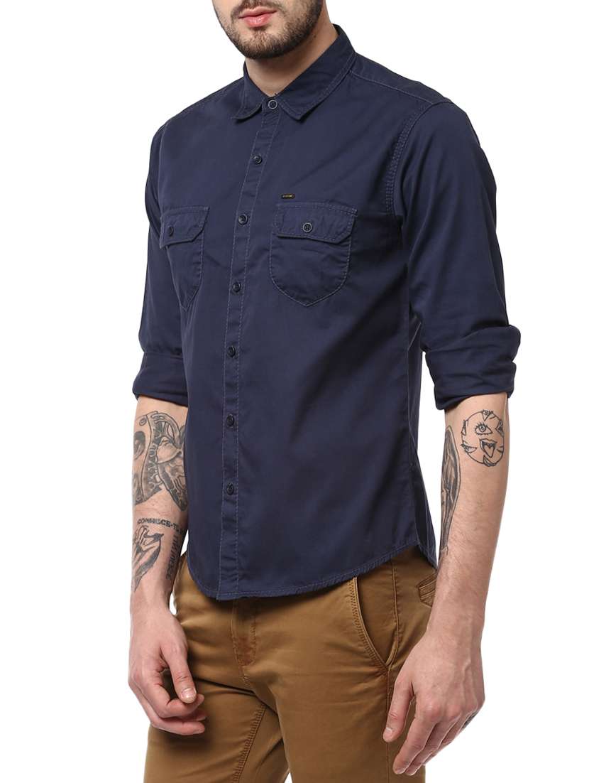 blue cotton casual shirt - 15124657 -  Standard Image - 1