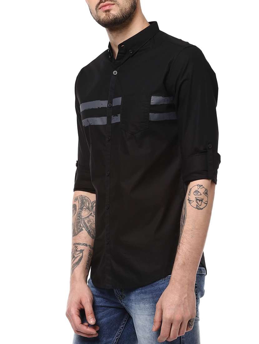 black cotton casual shirt - 15124659 -  Standard Image - 1