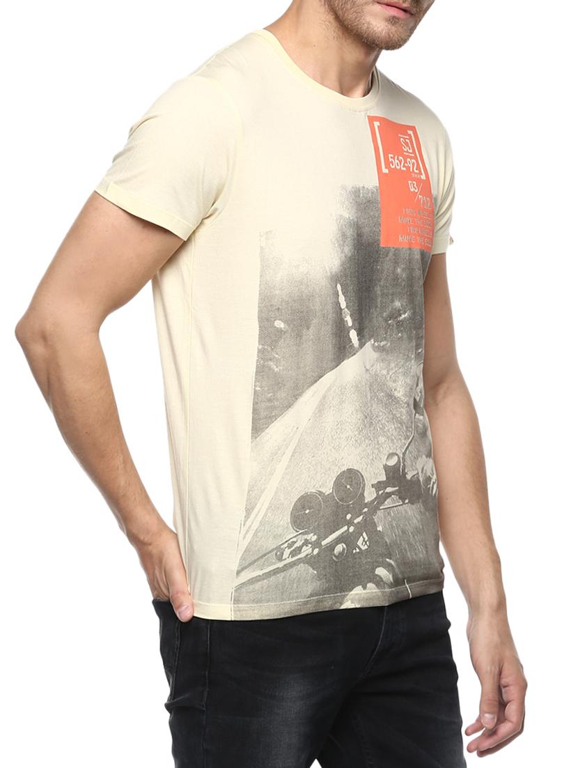 yellow cotton front print t-shirt - 15124732 - Standard Image - 1
