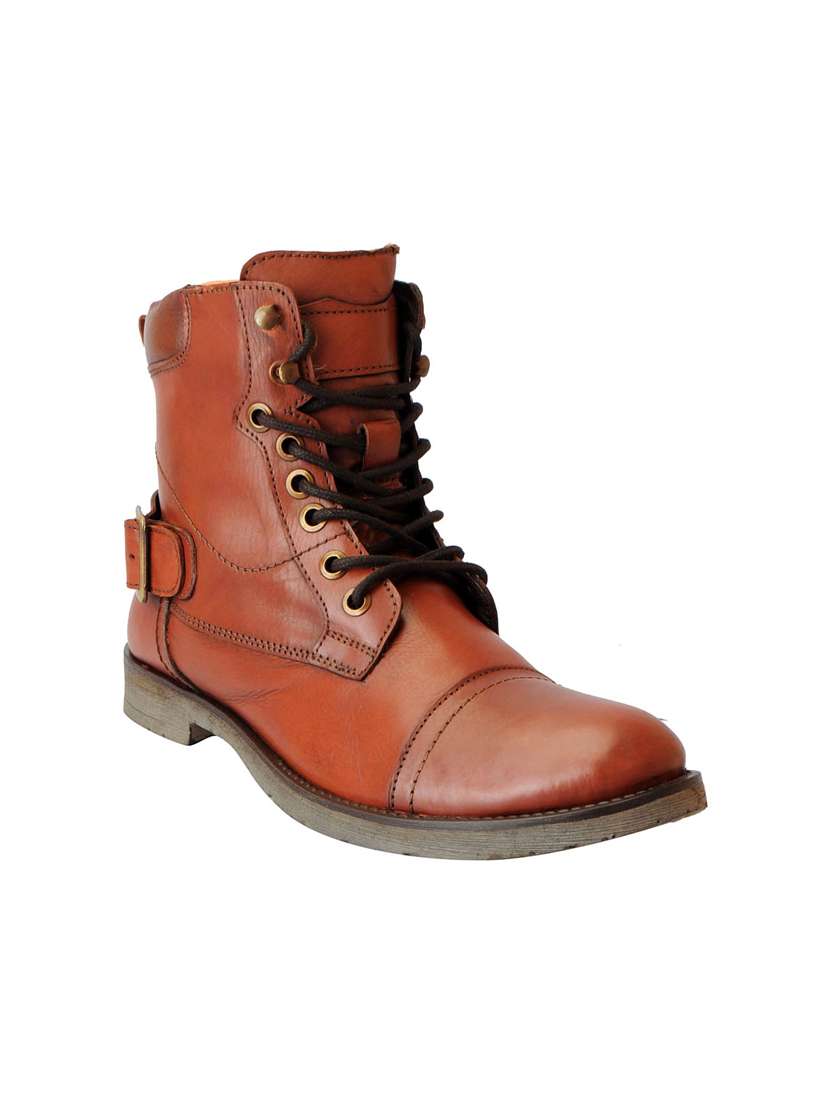 tan leather high ankle boot