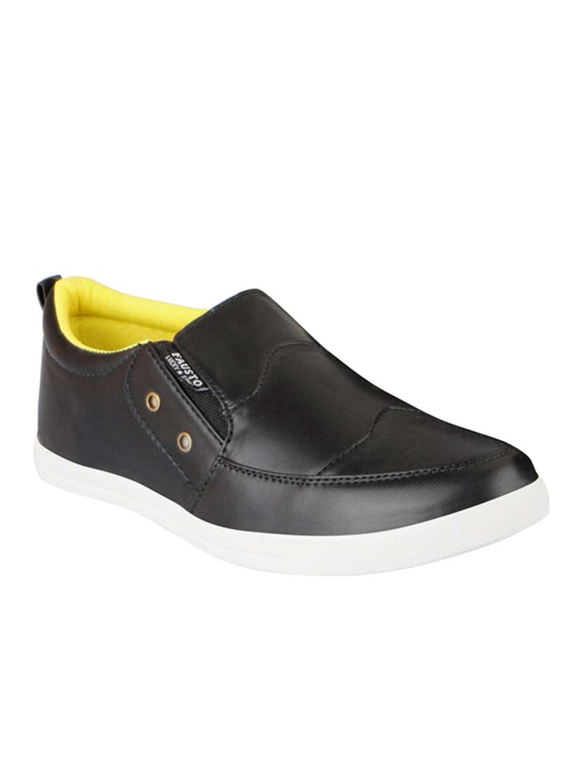 black leatherette casual slipon