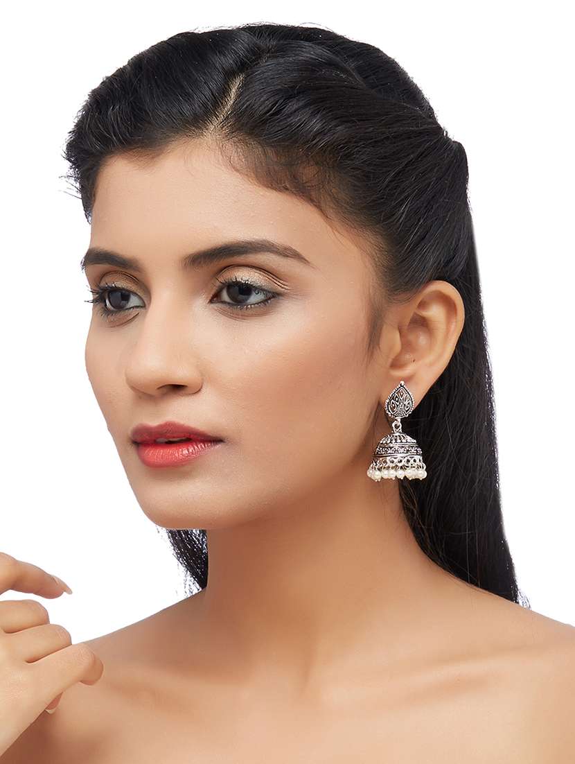 silver metal jhumka earring