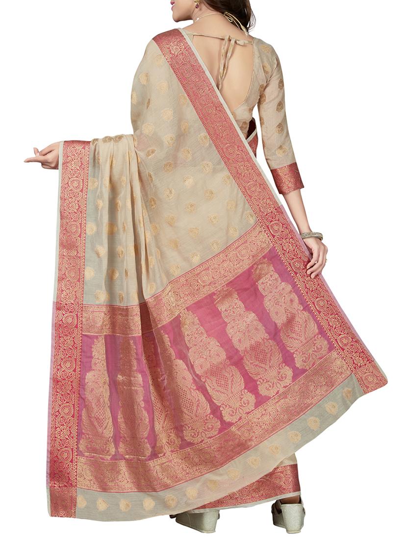 zari motifs woven saree with blouse - 15126900 - Standard Image - 1