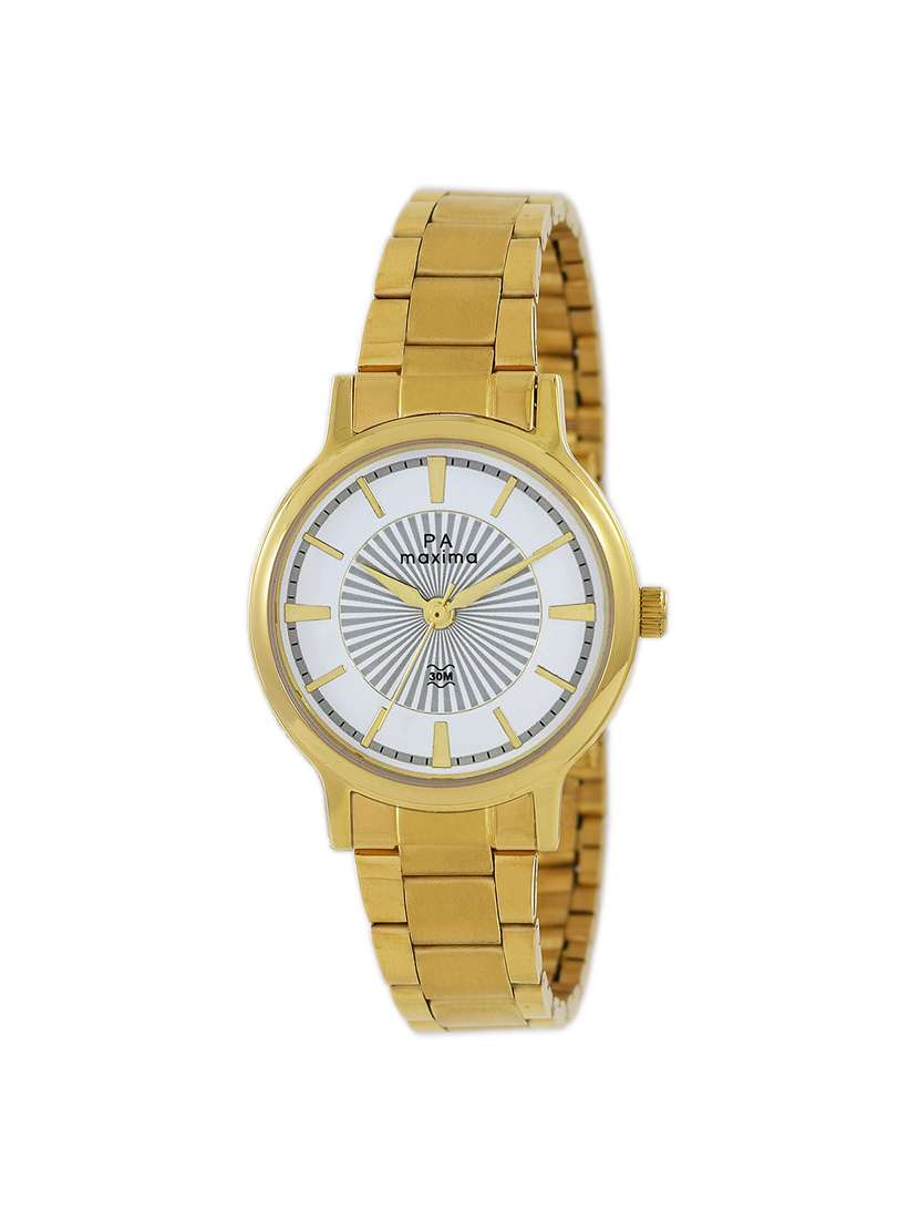 maxima white dial watch for women - 48232cmly