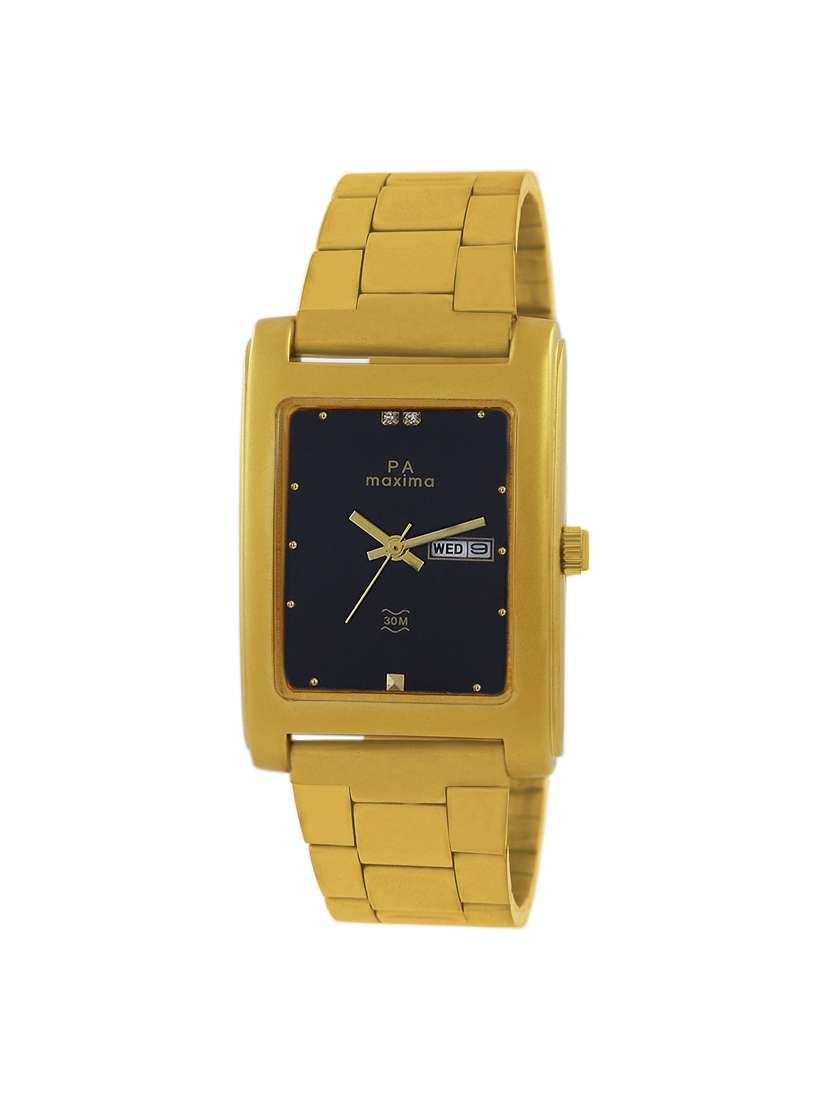 maxima black dial watch for men - 43361cmgy
