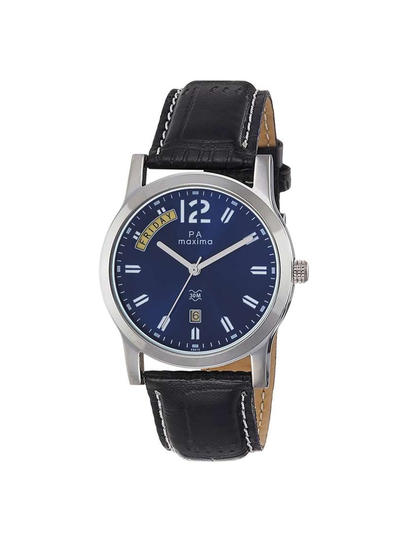 maxima blue dial watch for men - o-49670lmgi