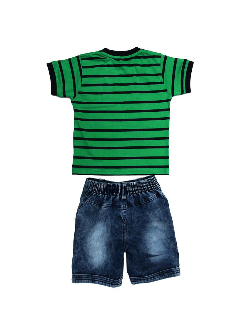 green cotton shorts set - 15130464 -  Standard Image - 1