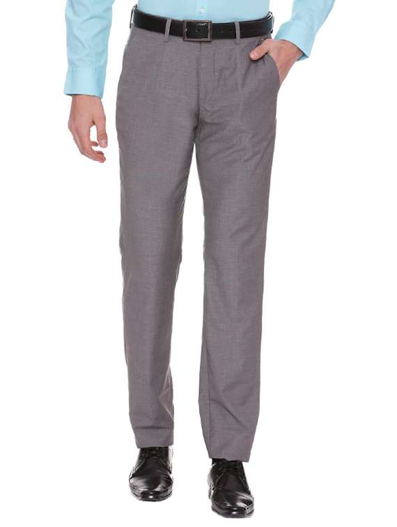 grey polyester blend flat front formal trouser
