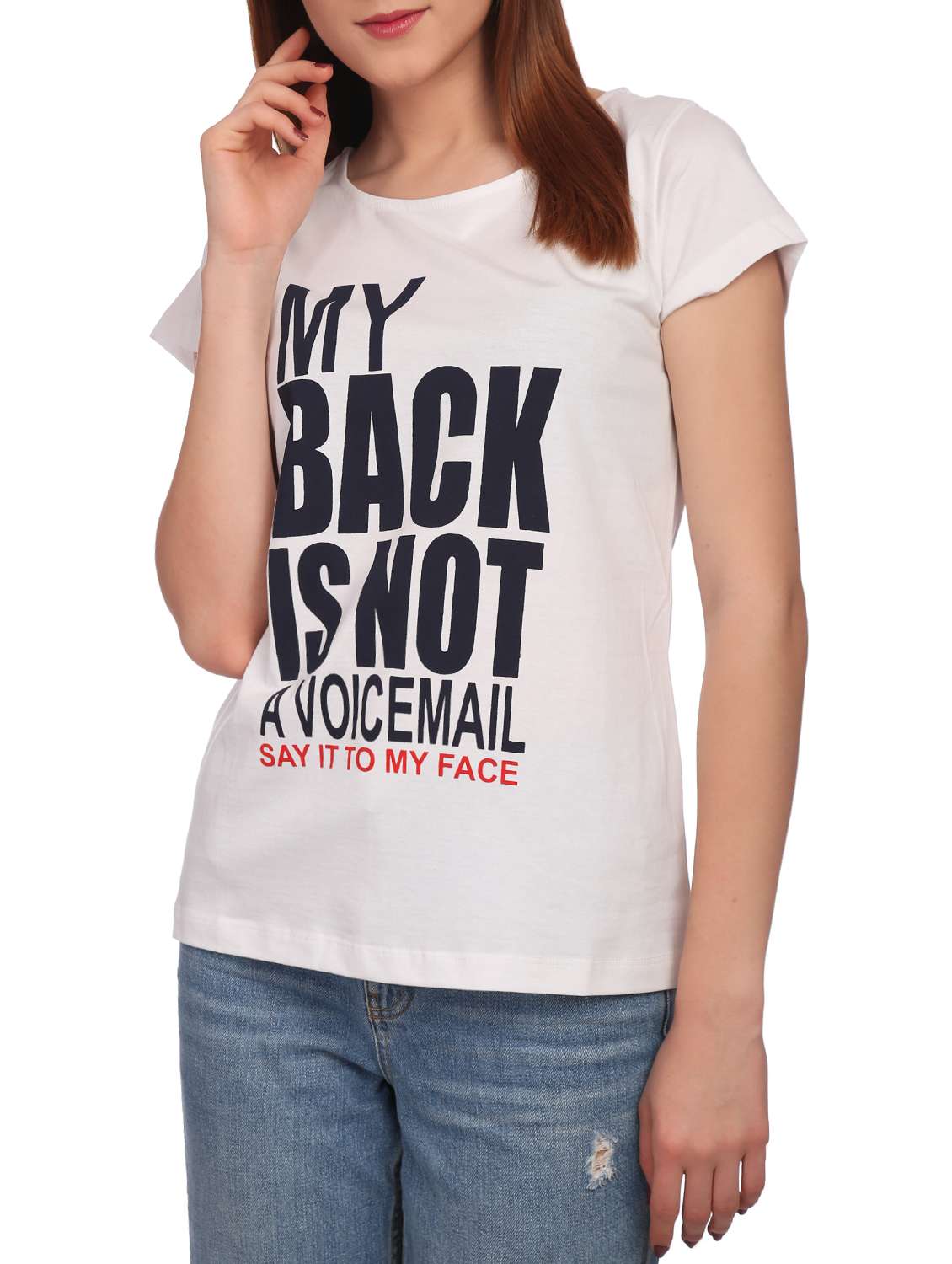 white slogan printed cotton tee