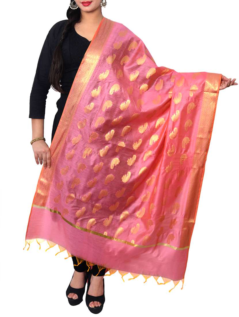 pink chanderi dupatta