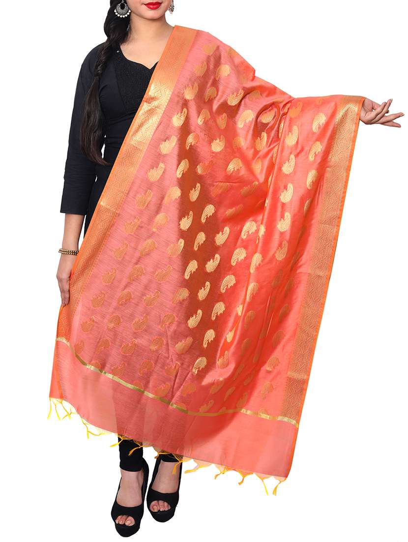 orange chanderi dupatta